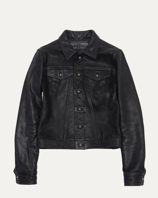 Chrome Hearts Star Embellished Leather Trucker Jacket