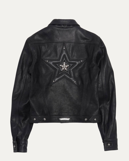 Chrome Hearts Star Embellished Leather Trucker Jacket