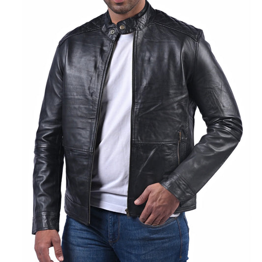 American Flag Skull Print Leather Jacket For Men’s
