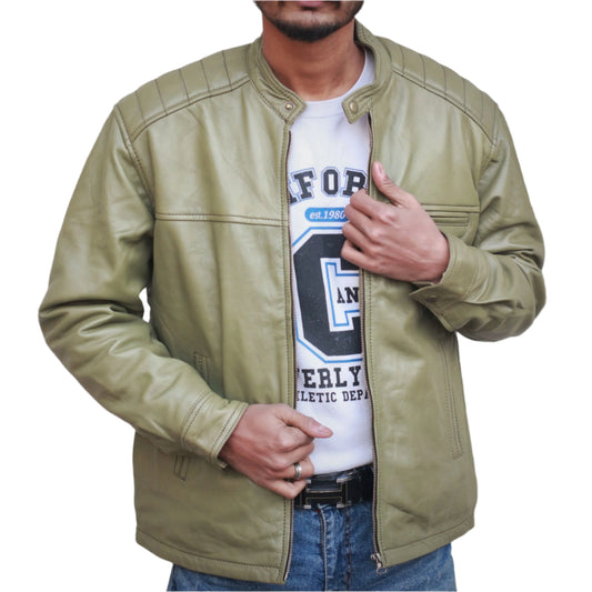 Olive Green Dignity Leather Jacket Men's