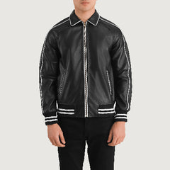 Black Cooper Mens Leather Varsity Jackets