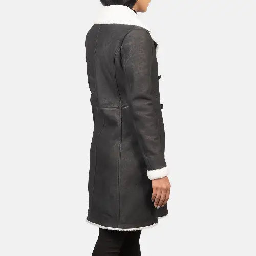 Black Dignity Double Breasted Shearling Coat