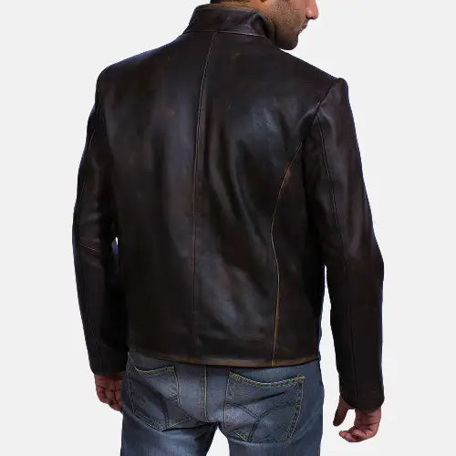 Drakeshire Dark Brown Biker Leather Jacket
