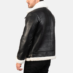 Black & White Airin Leather Bomber Jacket