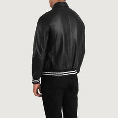 Men's Black Leather Walton Varsity Jacket