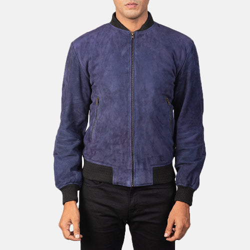 Blue Dignity Suede Jackets For Men