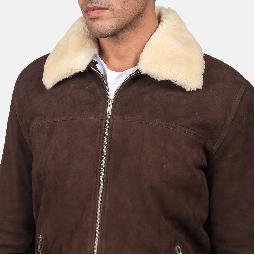 Brown Suede Coffner Shearling Fur Jacket