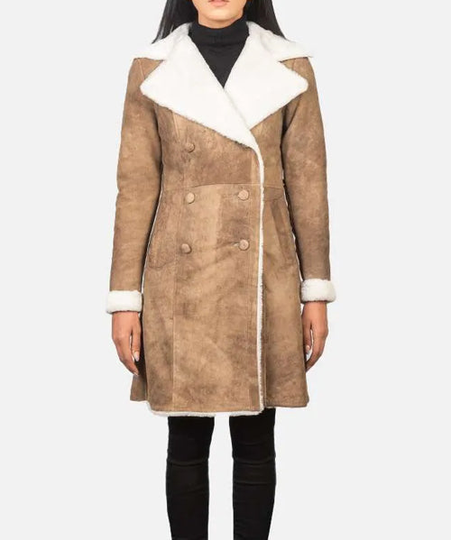 Brown-Dignity-Double-Breasted-Shearling-Coat