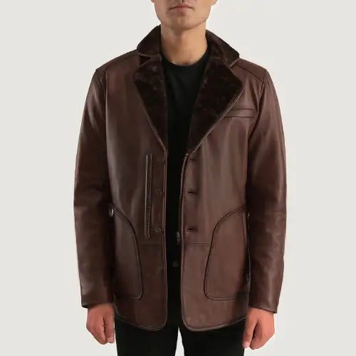 Brown Rocky Mens Winter Leather Coats