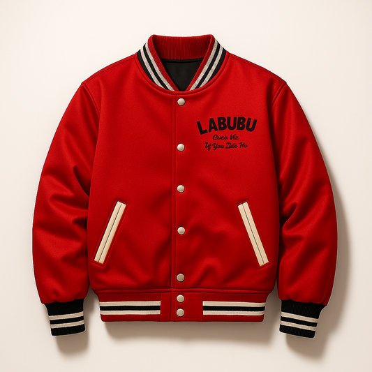 Labubu Catch Me If You Like Me Satin Bomber Varsity Jacket