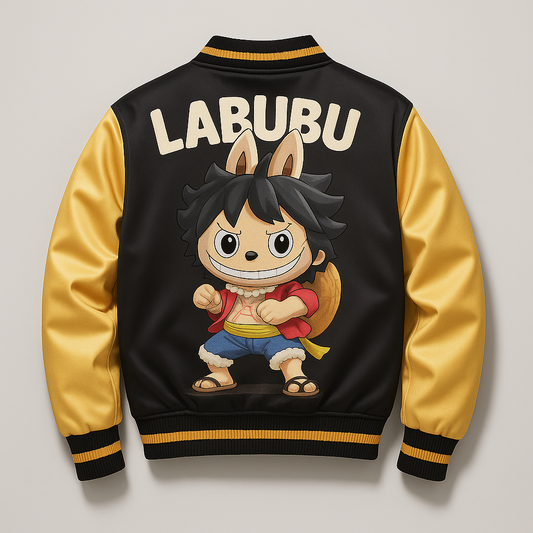 Labubu Monkey D. Luffy One Piece Anime Crossover Bomber Jacket