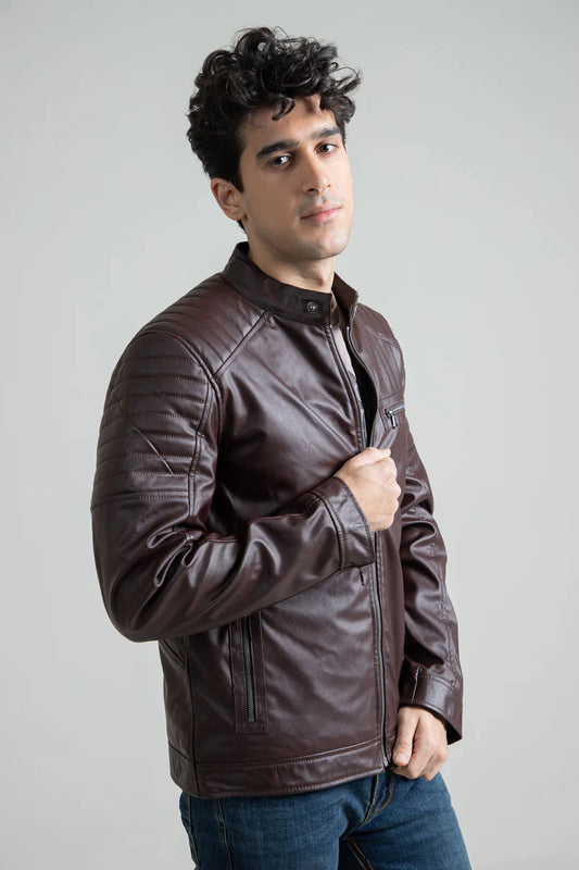 Chocolate Brown Vintage Carhartt Leather Jacket Men's