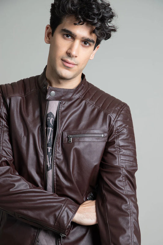 Chocolate Brown Vintage Carhartt Leather Jacket Men's