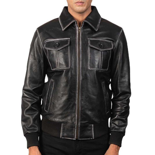Aaron Dignity Leather Bomber Jacket Men's