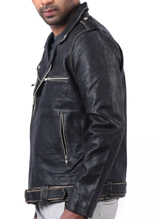 Negan Embroidered Skull Biker leather Jacket