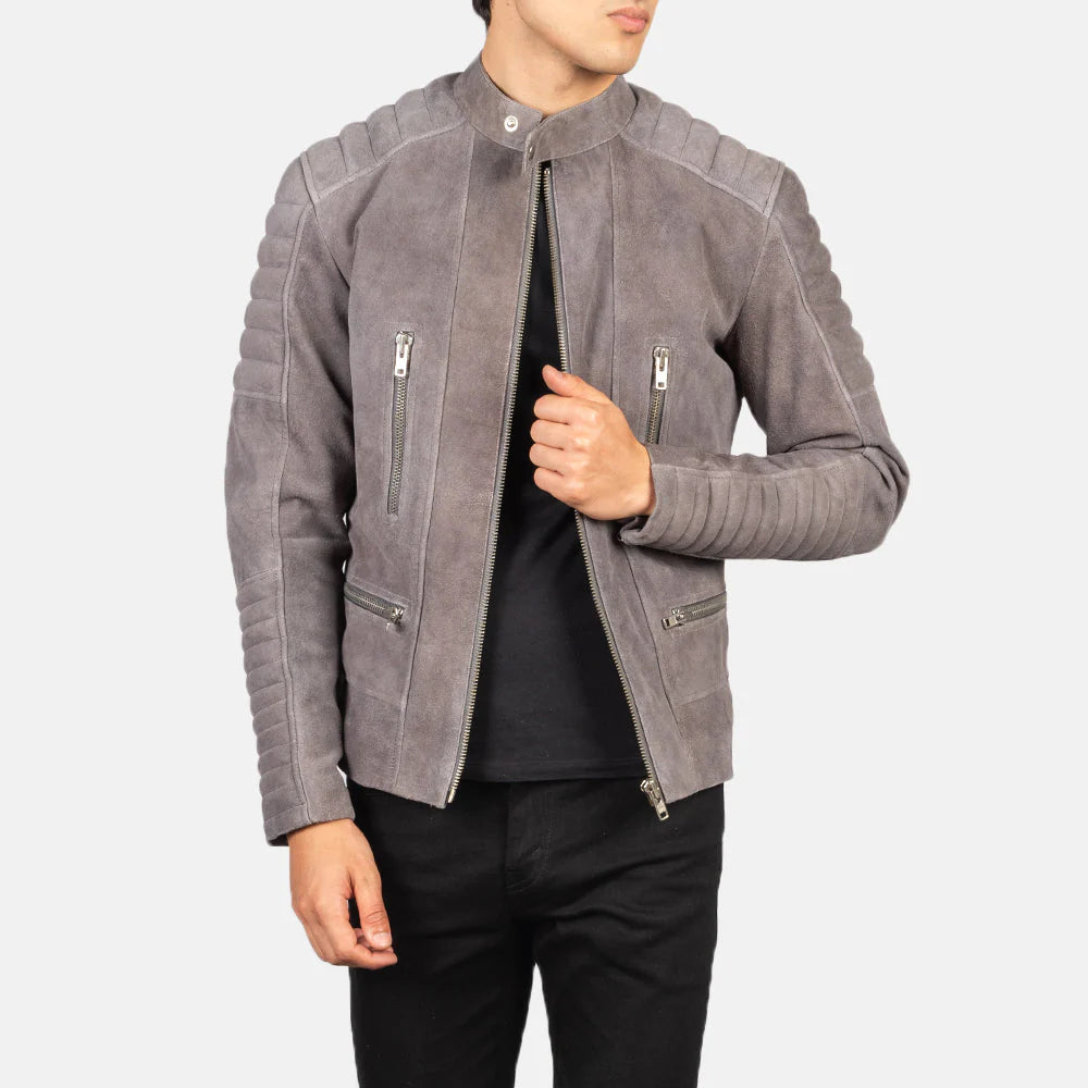 New Latest Damian Grey Suede Biker Jacket