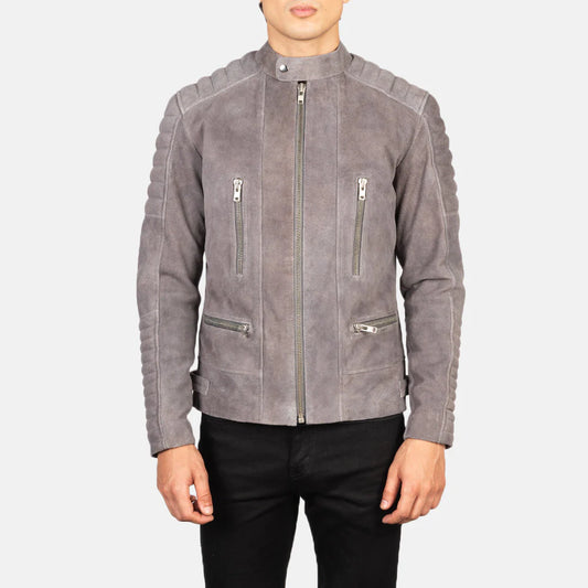 New Latest Damian Grey Suede Biker Jacket