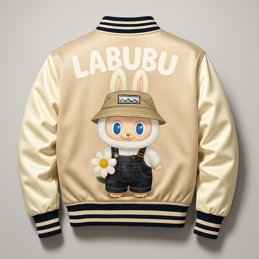 Labubu Adventure Explorer Fall in Wild Satin Bomber Jacket