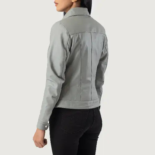 Grey Dignity Classic Collar Leather Jacket