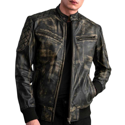 Dignity Leather Bomber Biker Jacket Men