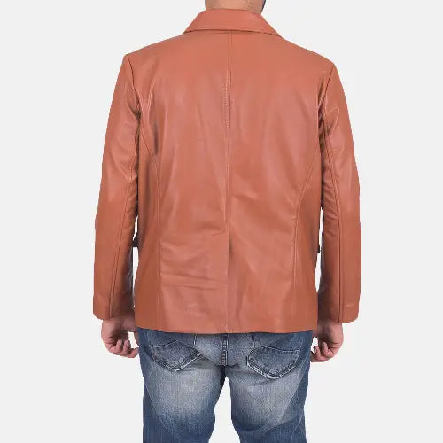 James Tan Brown Dignity Men's Leather Blazer