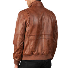 Brown Dignity Leather Bomber Jacket Men's