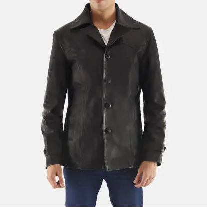 Leo Black Dignity Mens Leather Blazers front