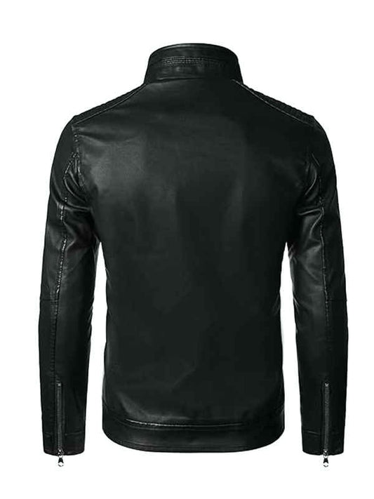 Men’s Black Biker Slim Fit Leather Jacket