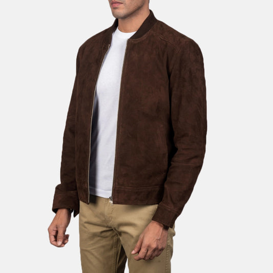 Mens Blain Mocha Suede Bomber Ja