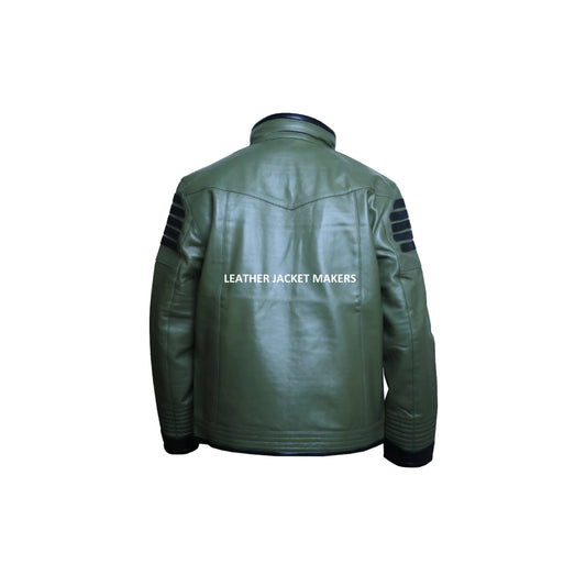 Mens Green Motorcycle Leather Jacket