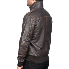 Men's Brown collar Leather Jacket