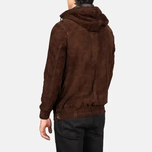 Mocha Kenton Leather Hooded Suede Jacket