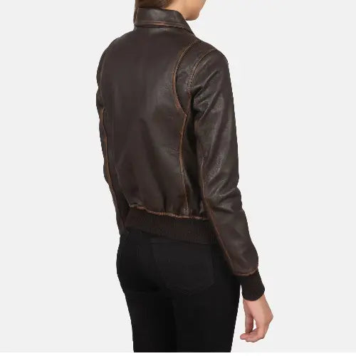 Brown Aviator Leather Jacket Women