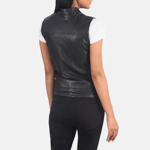 Black Leather Vest for Women
