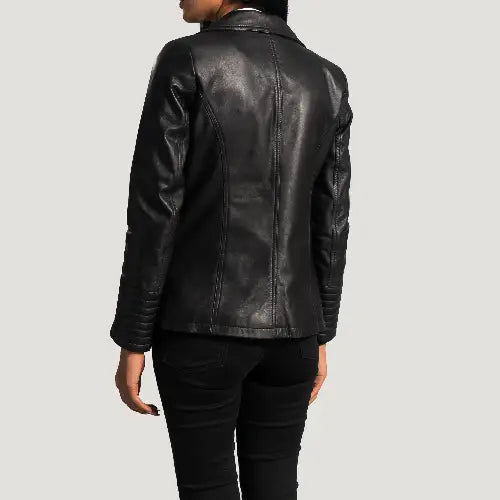 Black Leather Blazer Jacket Women's