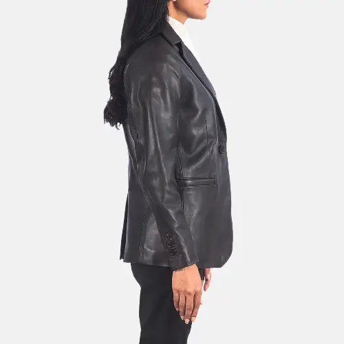 Norma Brown Leather Blazer jacket for women