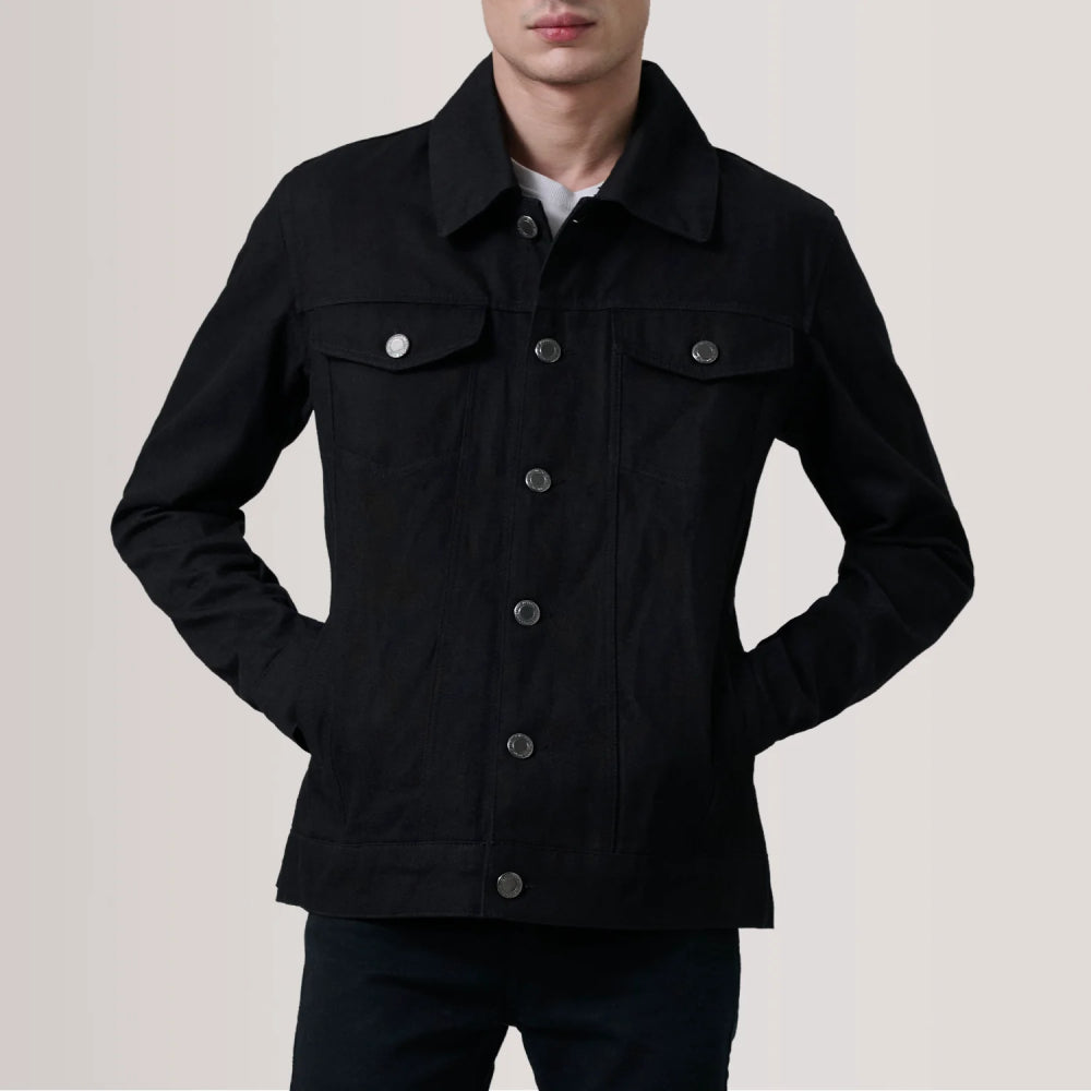 New Activewear Conard Black Denim Trucker Jacket