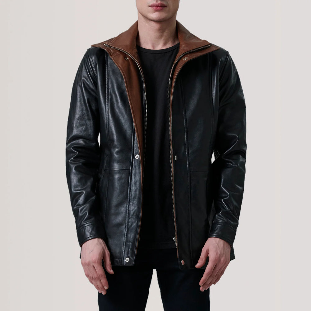 New Activewear Connor Black Leather Coat