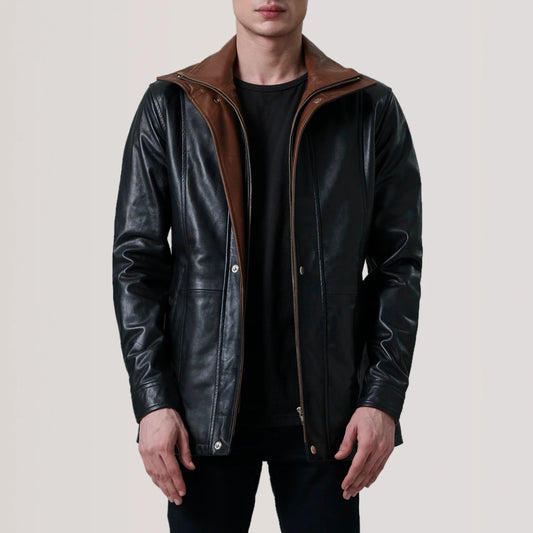 New Activewear Connor Black Leather Coat