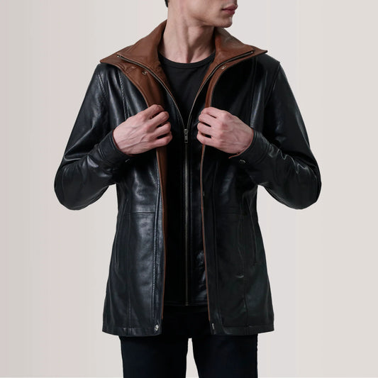 New Activewear Connor Black Leather Coat