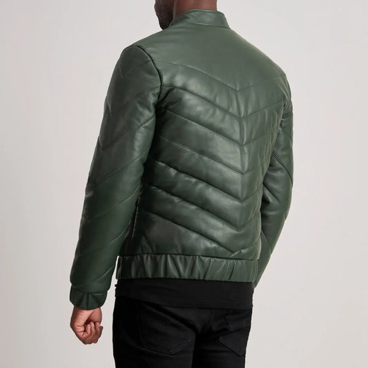 New Activewear Travis Green Leather Puffer Jacket