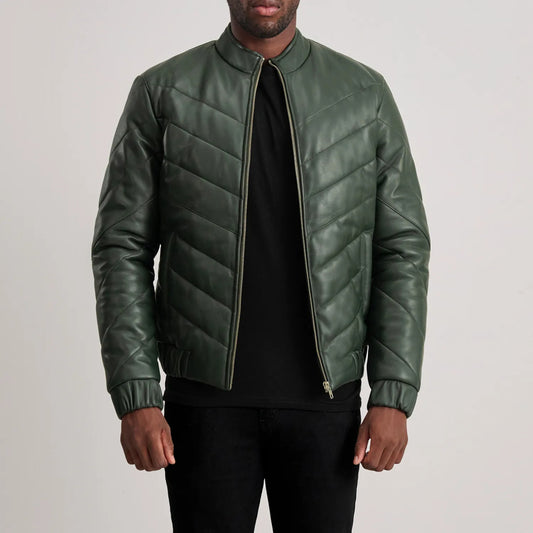 New Activewear Travis Green Leather Puffer Jacket