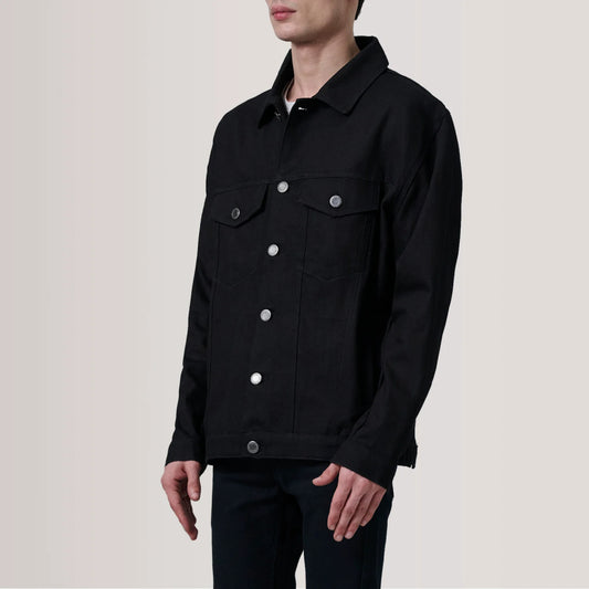 New Eddie Black Oversized Denim Trucker Jacket