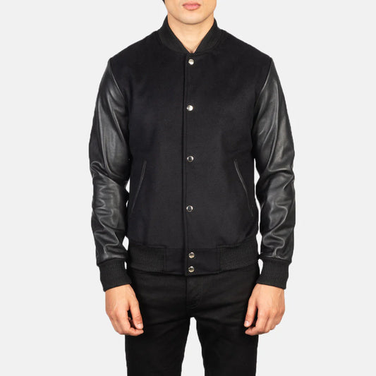 New Latest Vaxton Black Hybrid Varsity Jacket