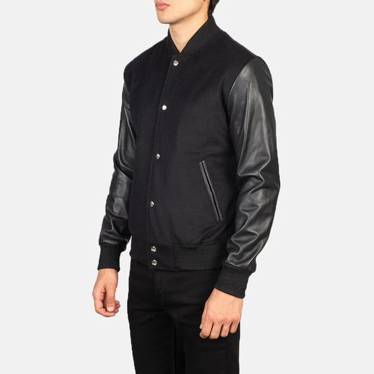 New Latest Vaxton Black Hybrid Varsity Jacket