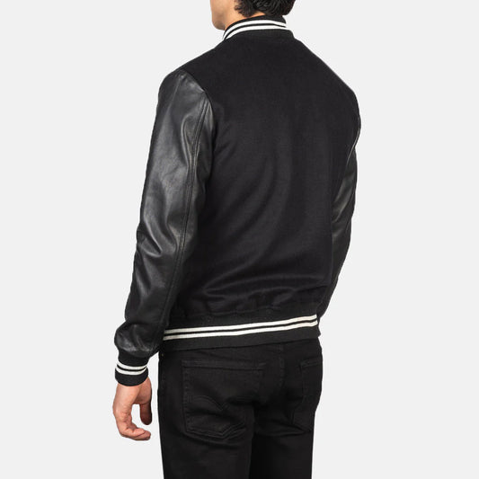 New Vaxton Black Striped Hybrid Varsity Jacket