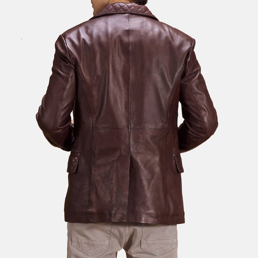 Maroon Dignity Men's Leather Blazer