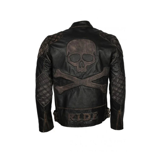 Mens Motorcycle Punisher Leather Jacket