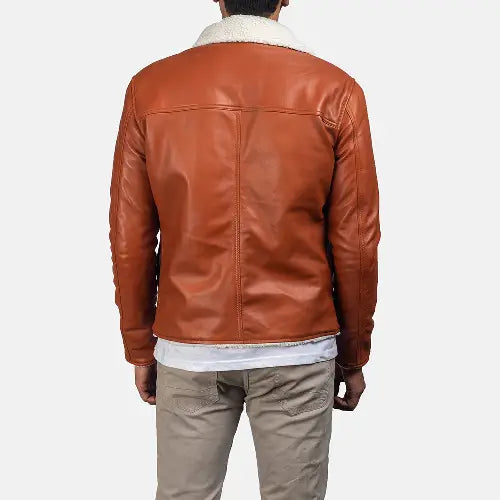 Tan Brown Dan Forest Leather Shearling Fur Jacket