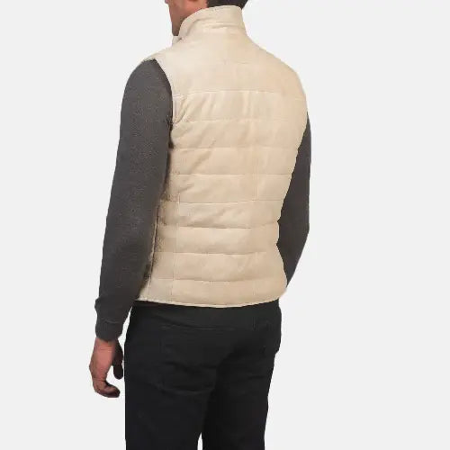 Tony Off-White Leather Vest For Men